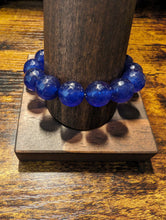 Load image into Gallery viewer, Navy Blue Faceted Jade (14mm)  - Beaded Bracelet