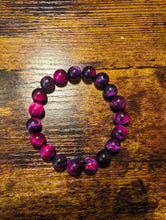 Load image into Gallery viewer, Fuchsia Pink Tiger Eye - Beaded Bracelet
