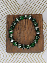 Load image into Gallery viewer, Silver Brushed Green- Beaded Bracelet