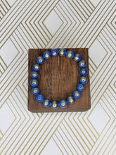 Load image into Gallery viewer, Gold-brushed Blue Jade - Beaded Bracelet