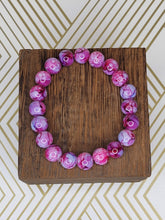 Load image into Gallery viewer, Magenta & lilac watercolor - Beaded Bracelet