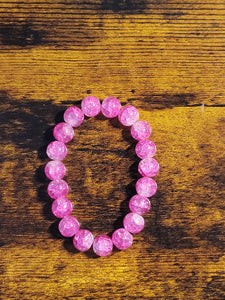 Fuschia Crackle - Beaded Bracelet