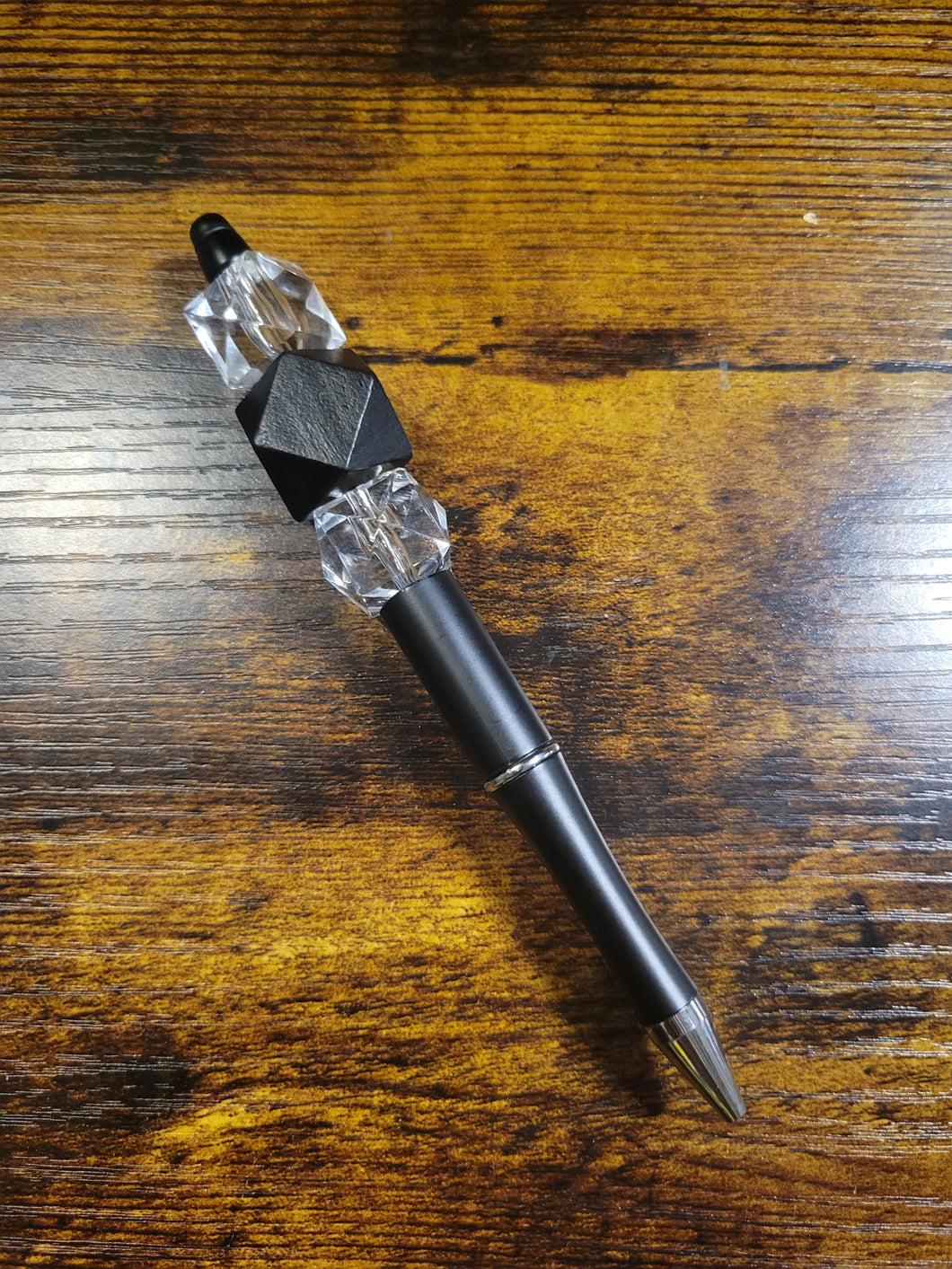 Black w/ Clear and Black - Beaded Pen