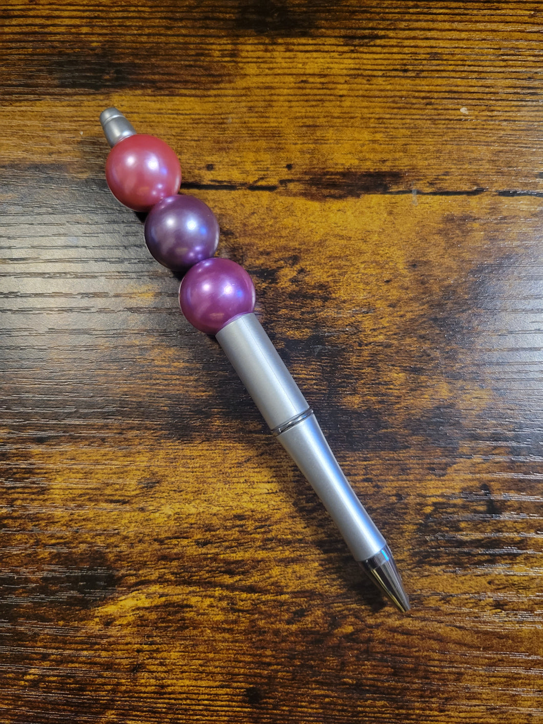 Silver w/ Pink, Lilac, Fuschia Pearls - Beaded Pen