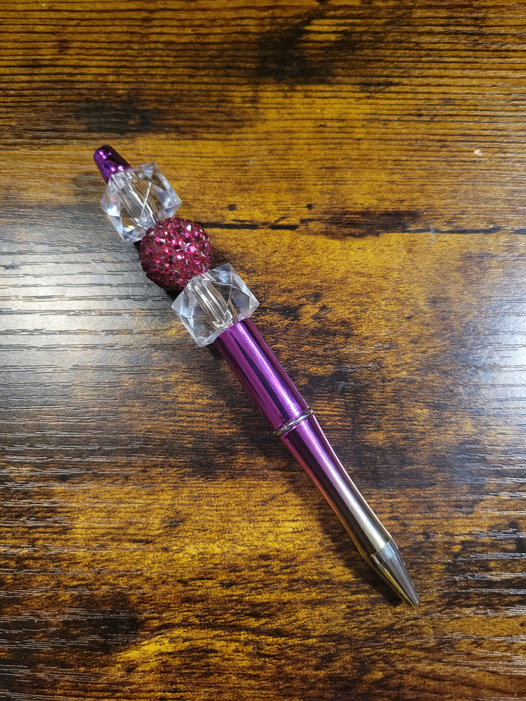 Ombre Fuschia w/ Clear and Fuschia Rhinestone - Beaded Pen