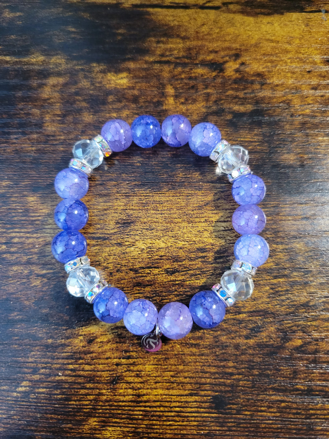 Embellished Purple Crackle - Beaded Bracelet