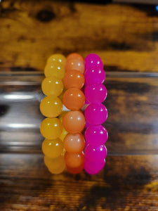 Jelly Bean (Yellow, Orange, Hot Pink) - Beaded Bracelet