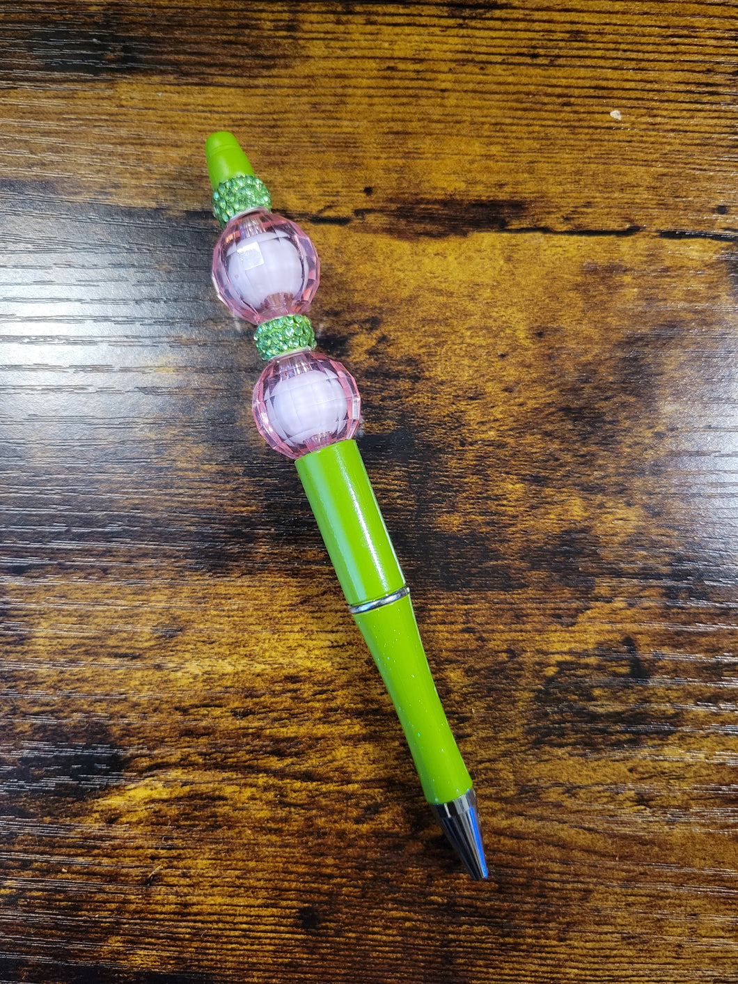 Green w/ Pink and Green Accents- Beaded Pen