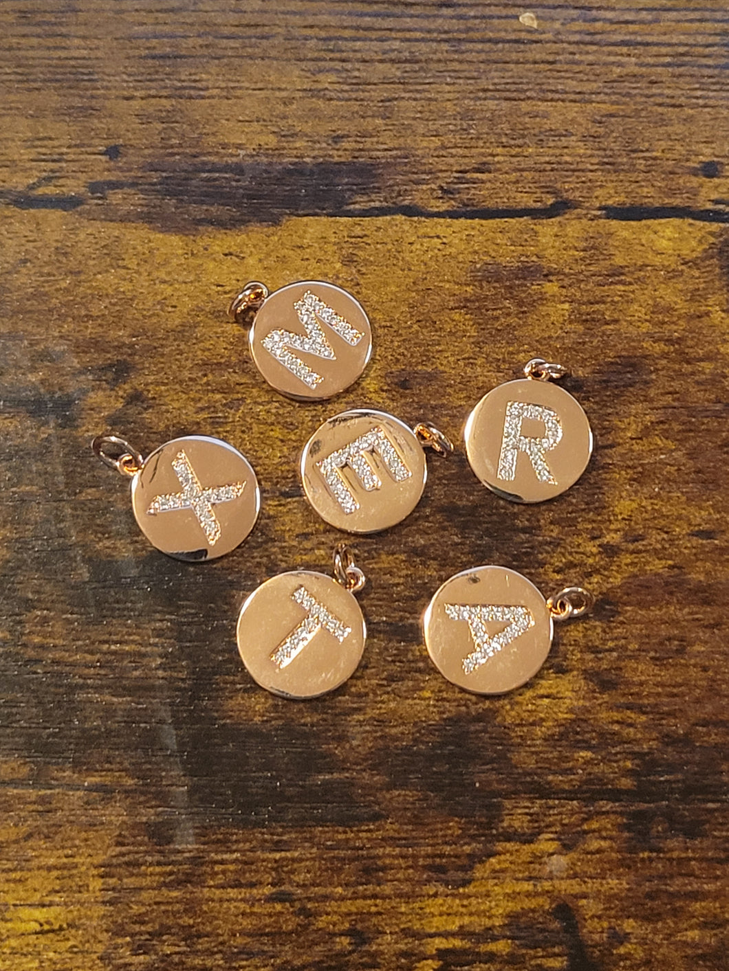 Rose Gold Bling Initial Charms - Charm
