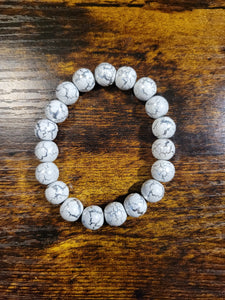 Aged White w/ Silver - Beaded Bracelet