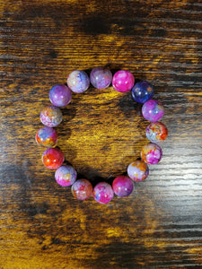 Pink/Purple Agate (12mm) - Beaded Bracelet