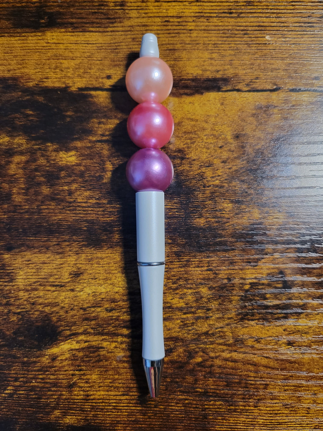 White w/ Blush Pearl, Pink Pearl, Lilac Pearl - Beaded Pen