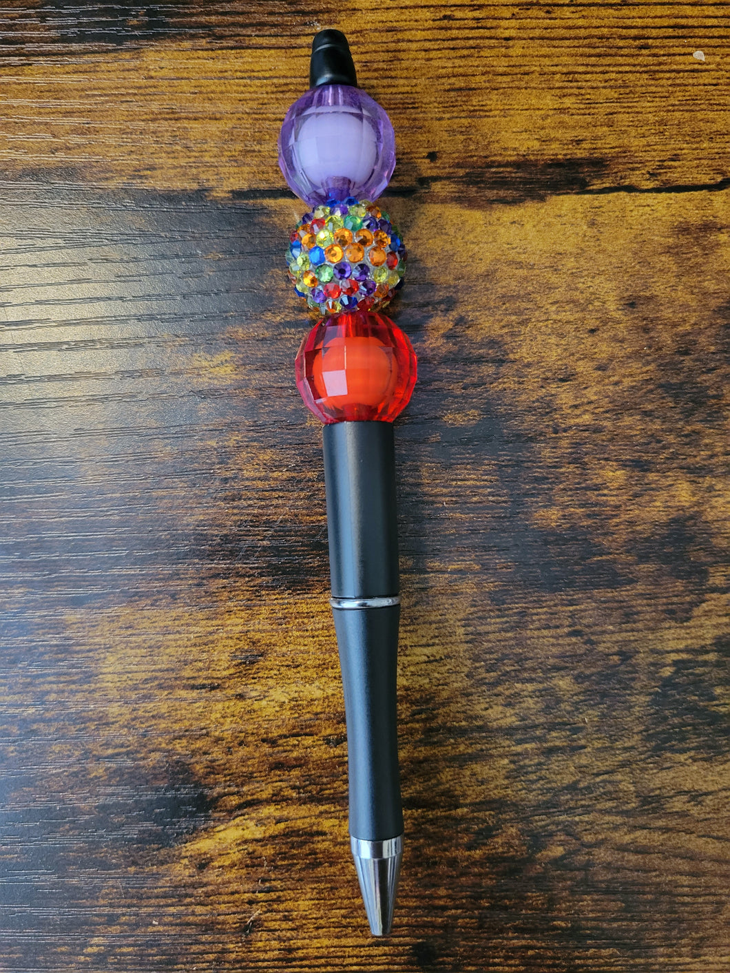 Black w/ Purple, Multi Rhinestone, and Red - Beaded Pen