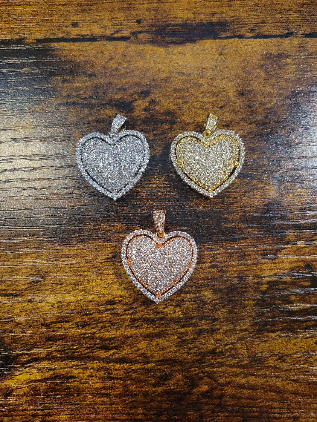 Large Bling Outlined Heart - Charm