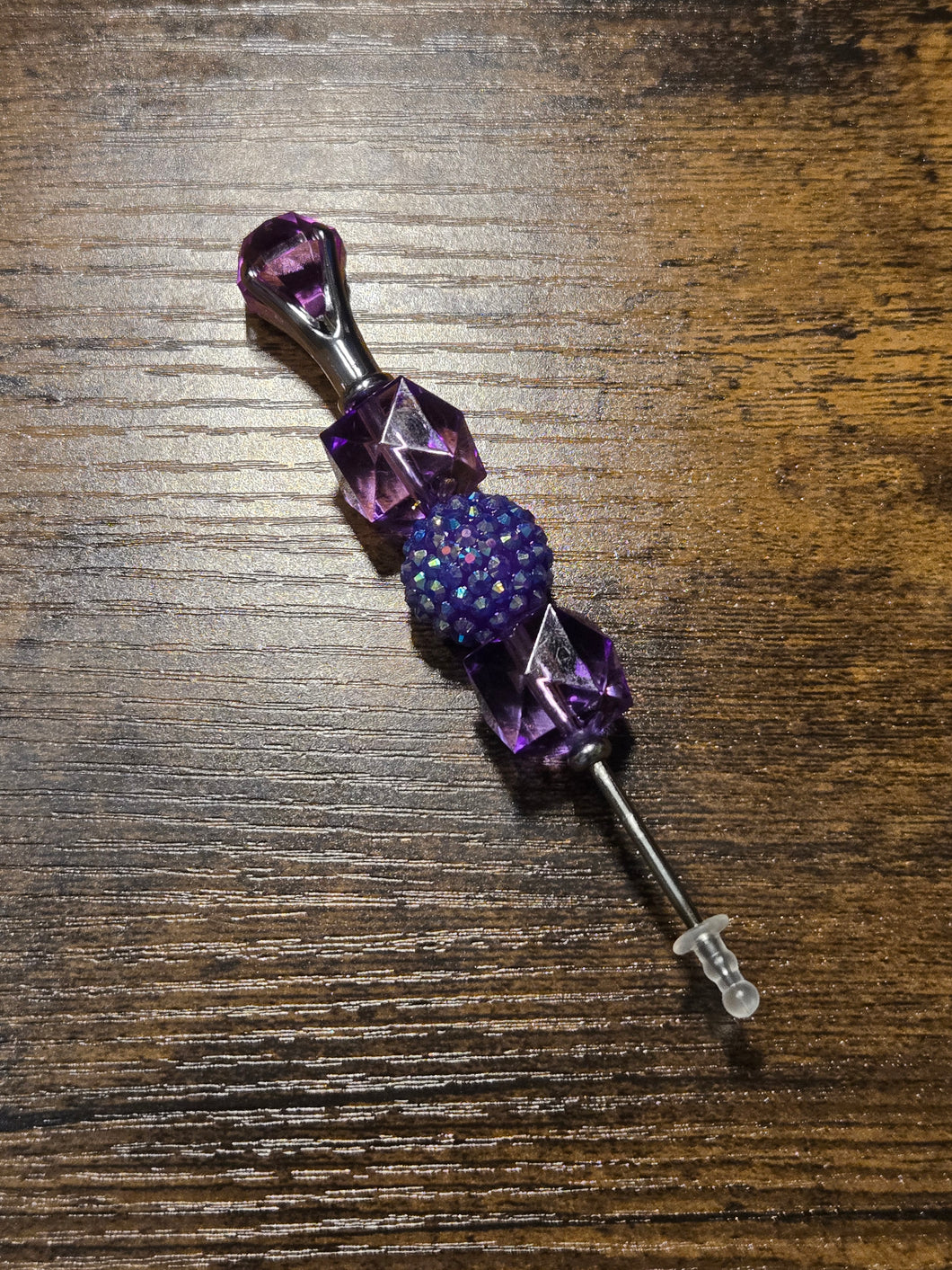 Purple Gem w/ Purple Facets and Purple Iridescent Cigar/Craft Pick - Beaded Cigar/Craft Pick