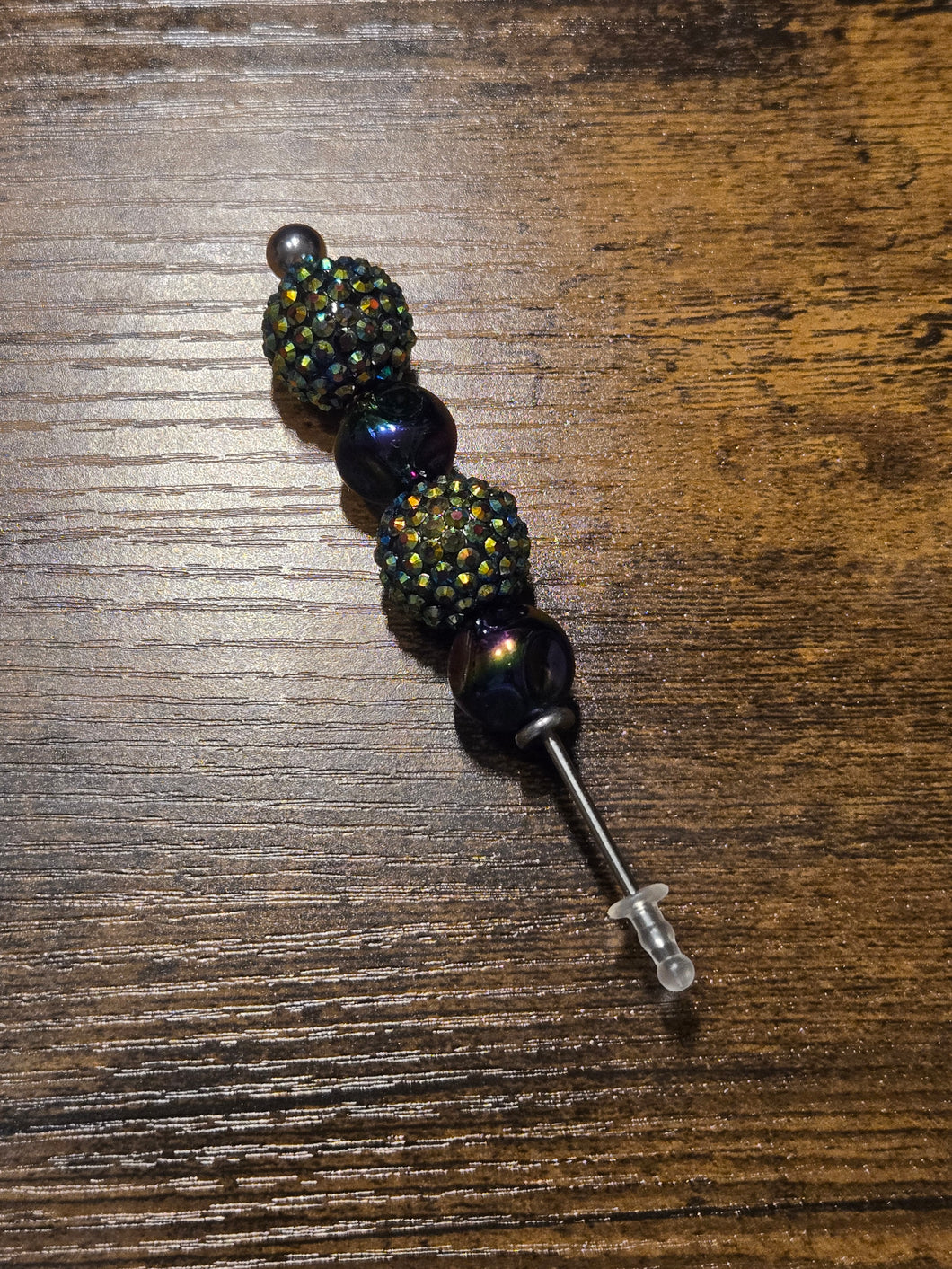 Purple/Green Iridescent Cigar/Craft Pick - Beaded Cigar/Craft Pick