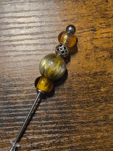 Gray/Gold Marble Cigar/Craft Pick - Beaded Cigar/Craft Pick