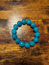 Load image into Gallery viewer, Aqua Blue Faceted Jade (14mm)  - Beaded Bracelet
