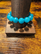 Load image into Gallery viewer, Aqua Blue Faceted Jade (14mm)  - Beaded Bracelet
