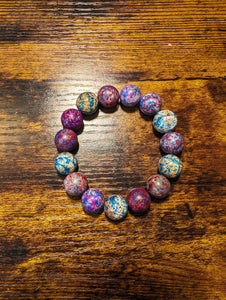 Multicolor Galaxy Agate (14mm) - Beaded Bracelet