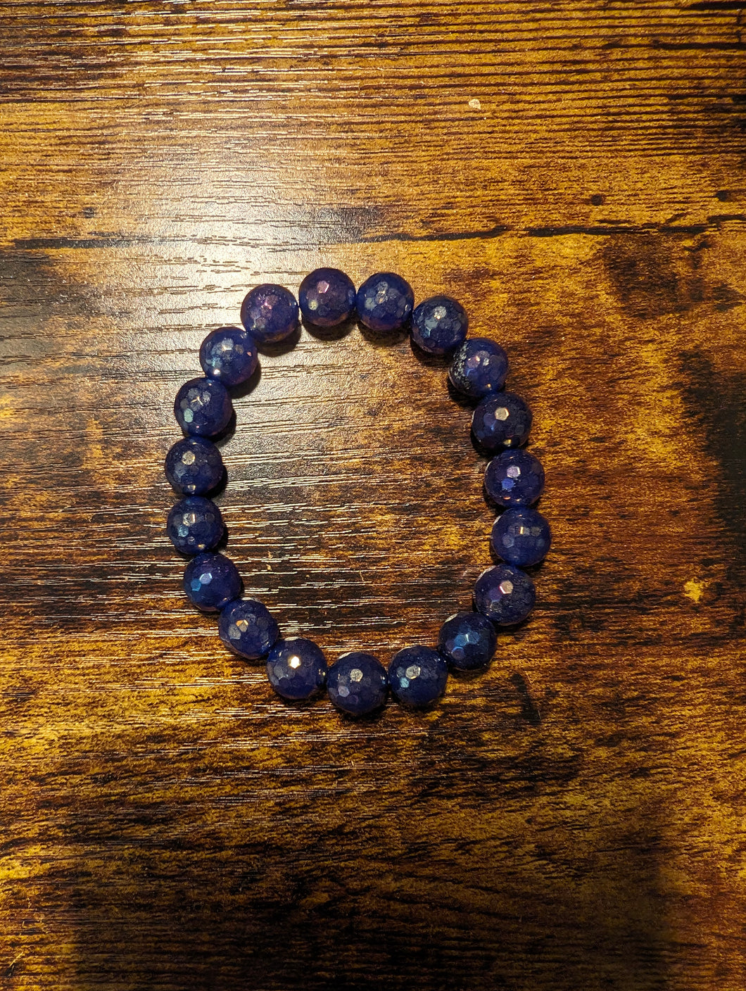 Iridescent Blue/Purple Faceted Jade - Beaded Bracelet