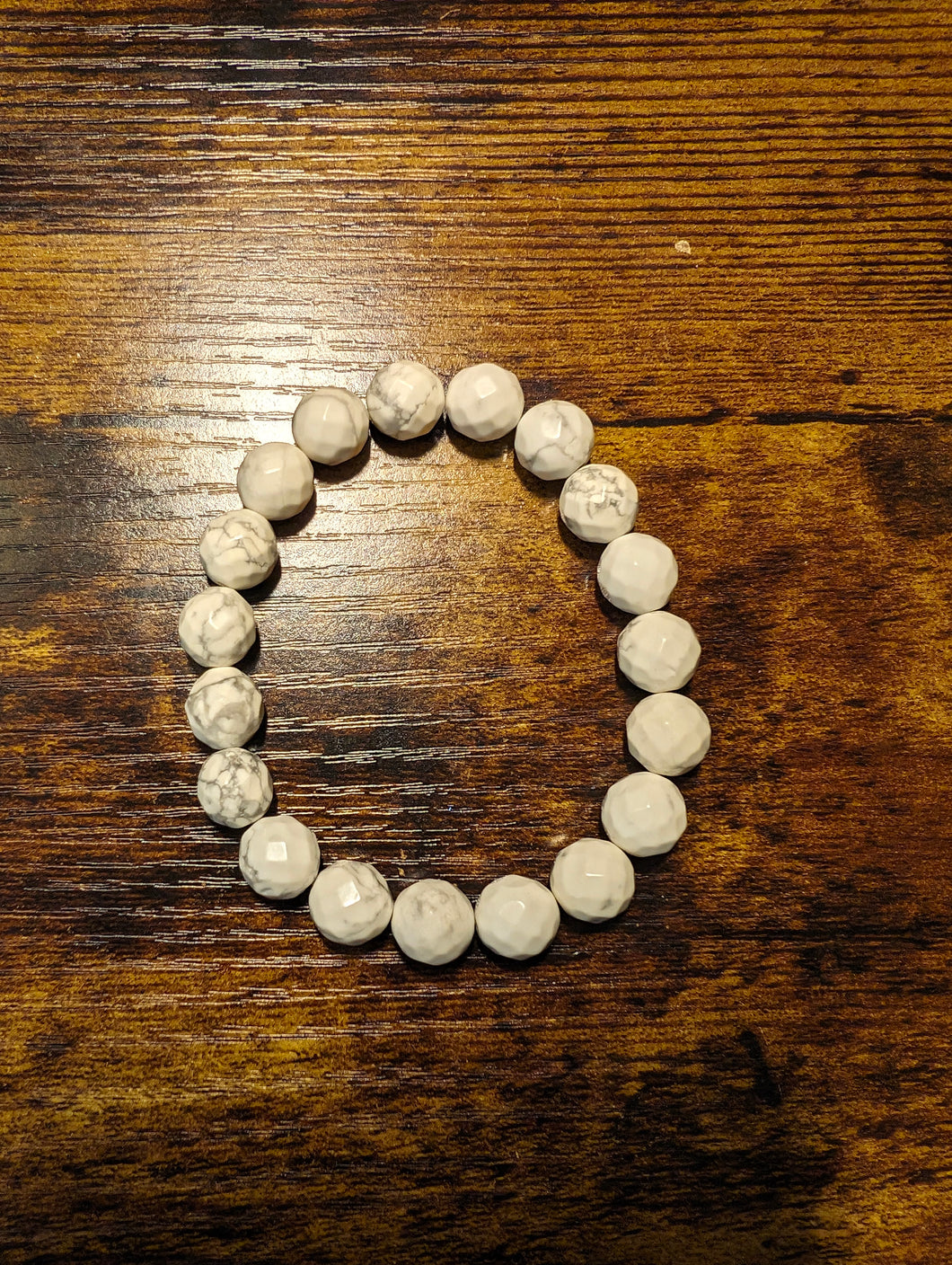 White Turquoise Faceted Marble - Beaded Bracelet