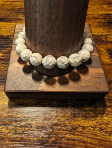 White Turquoise Faceted Marble - Beaded Bracelet