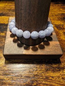 Steel Blue Gray Jade - Beaded Bracelet