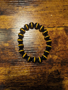 Black/Gold Tibetan Stripe - Beaded Bracelet