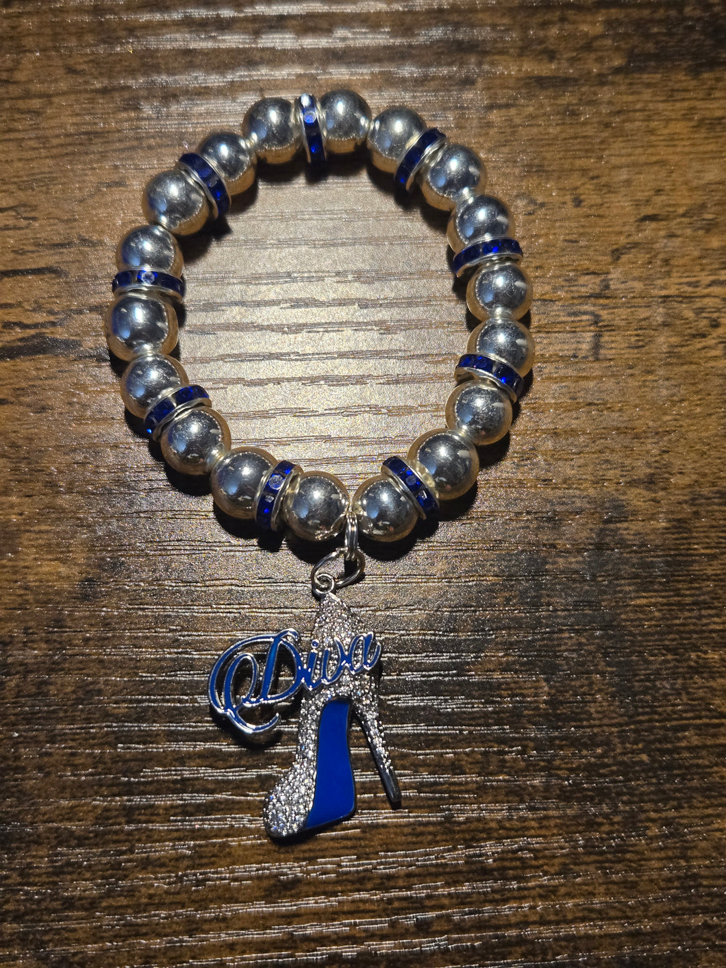 Blue & White Diva - Beaded Bracelet