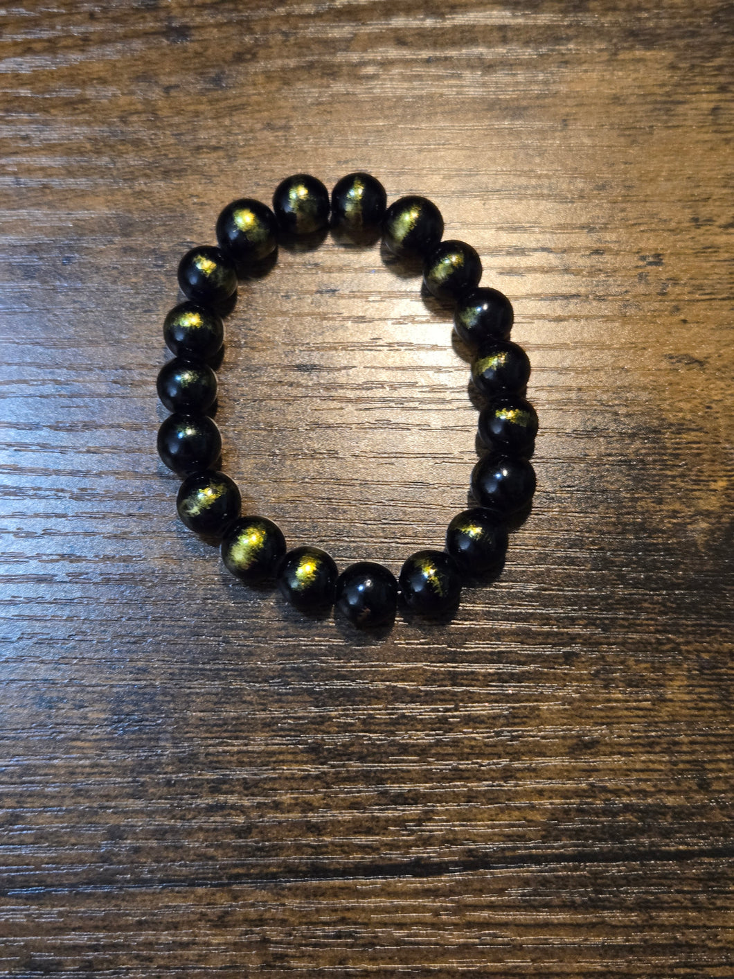 Gold Brushed Black - Beaded Bracelet