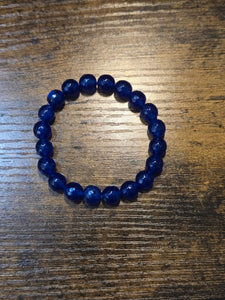 Clear royal blue faceted jade - Beaded Bracelet