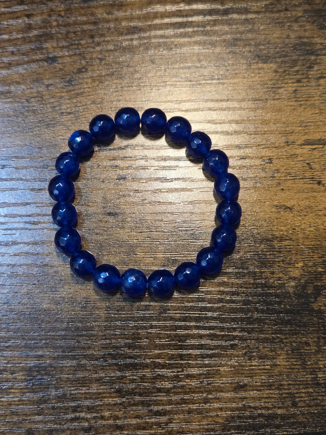 Clear royal blue faceted jade - Beaded Bracelet