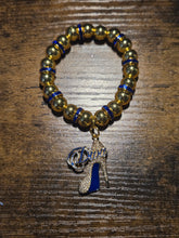 Load image into Gallery viewer, Blue &amp; Gold Diva - Beaded Bracelet
