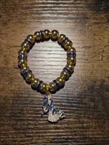 Blue & Gold Diva - Beaded Bracelet