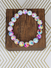 Load image into Gallery viewer, Pink, blue and yellow splatter - Beaded Bracelet
