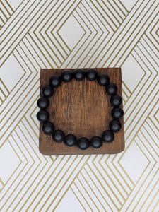 Matte Black (12mm) - Beaded Bracelet