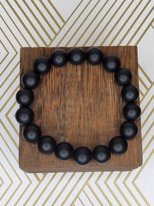 Matte Black (12mm) - Beaded Bracelet