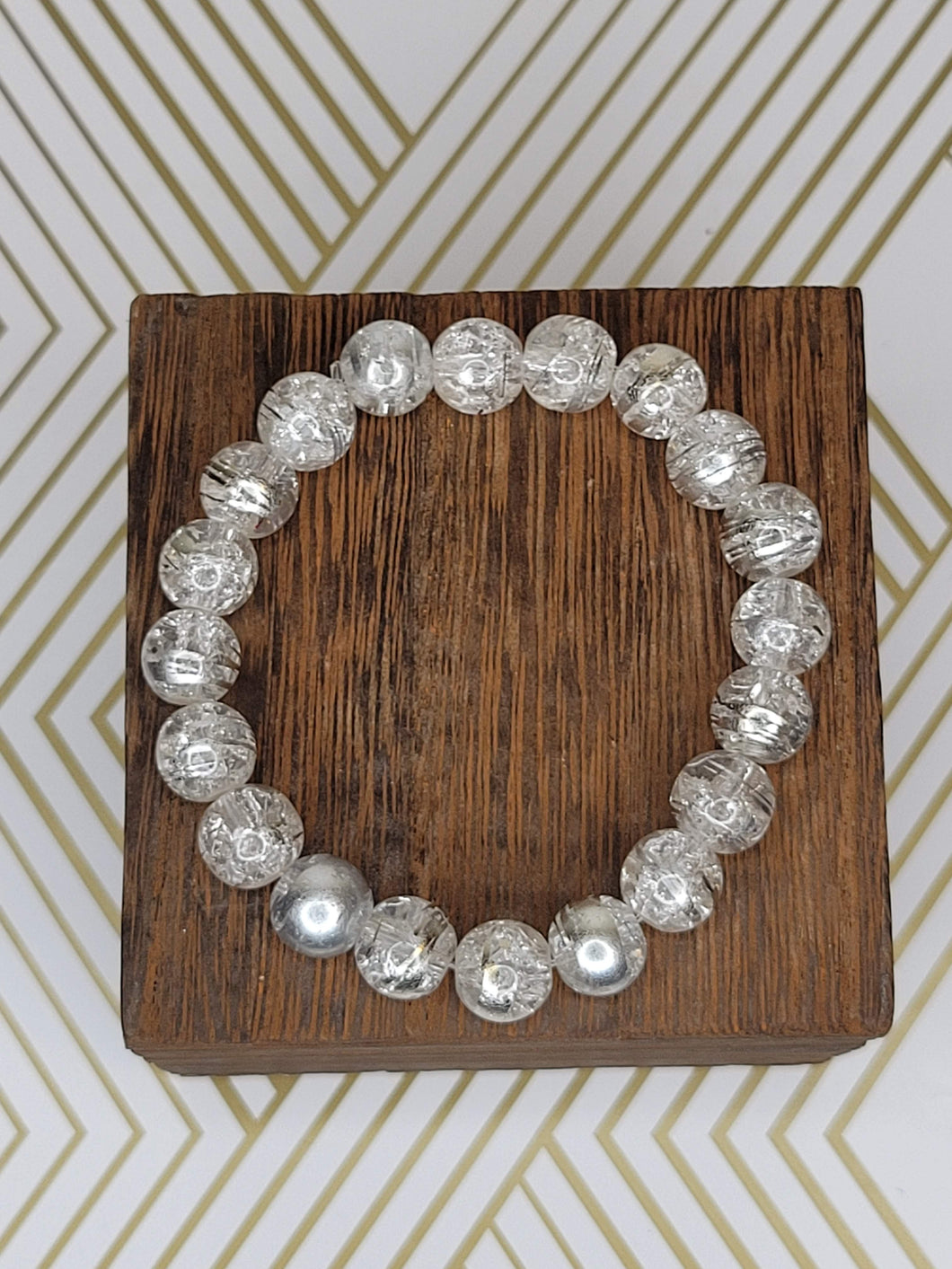 Silver Brushed Clear - Beaded Bracelet