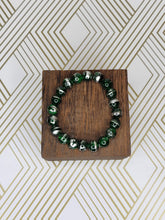 Load image into Gallery viewer, Silver Brushed Green- Beaded Bracelet
