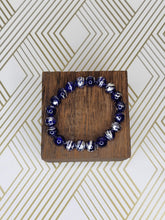 Load image into Gallery viewer, Silver Brushed Navy Blue - Beaded Bracelet
