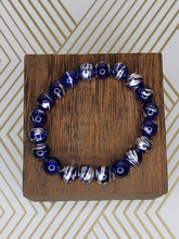 Load image into Gallery viewer, Silver Brushed Navy Blue - Beaded Bracelet
