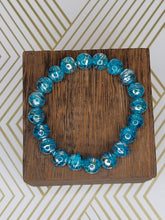 Load image into Gallery viewer, Silver Brushed Aqua Blue - Beaded Bracelet
