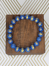 Load image into Gallery viewer, Gold-brushed Blue Jade - Beaded Bracelet
