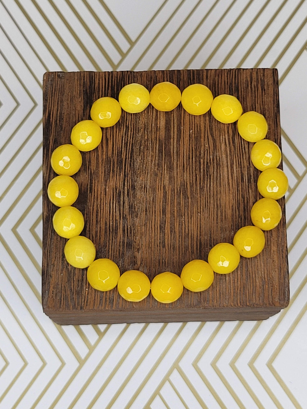 Yellow Faceted Sim. Jade - Beaded Bracelet