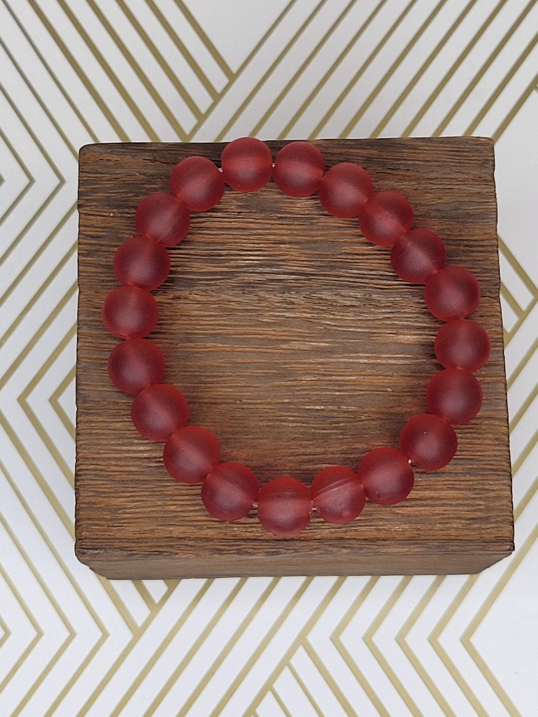 Frosted Red - Beaded Bracelet