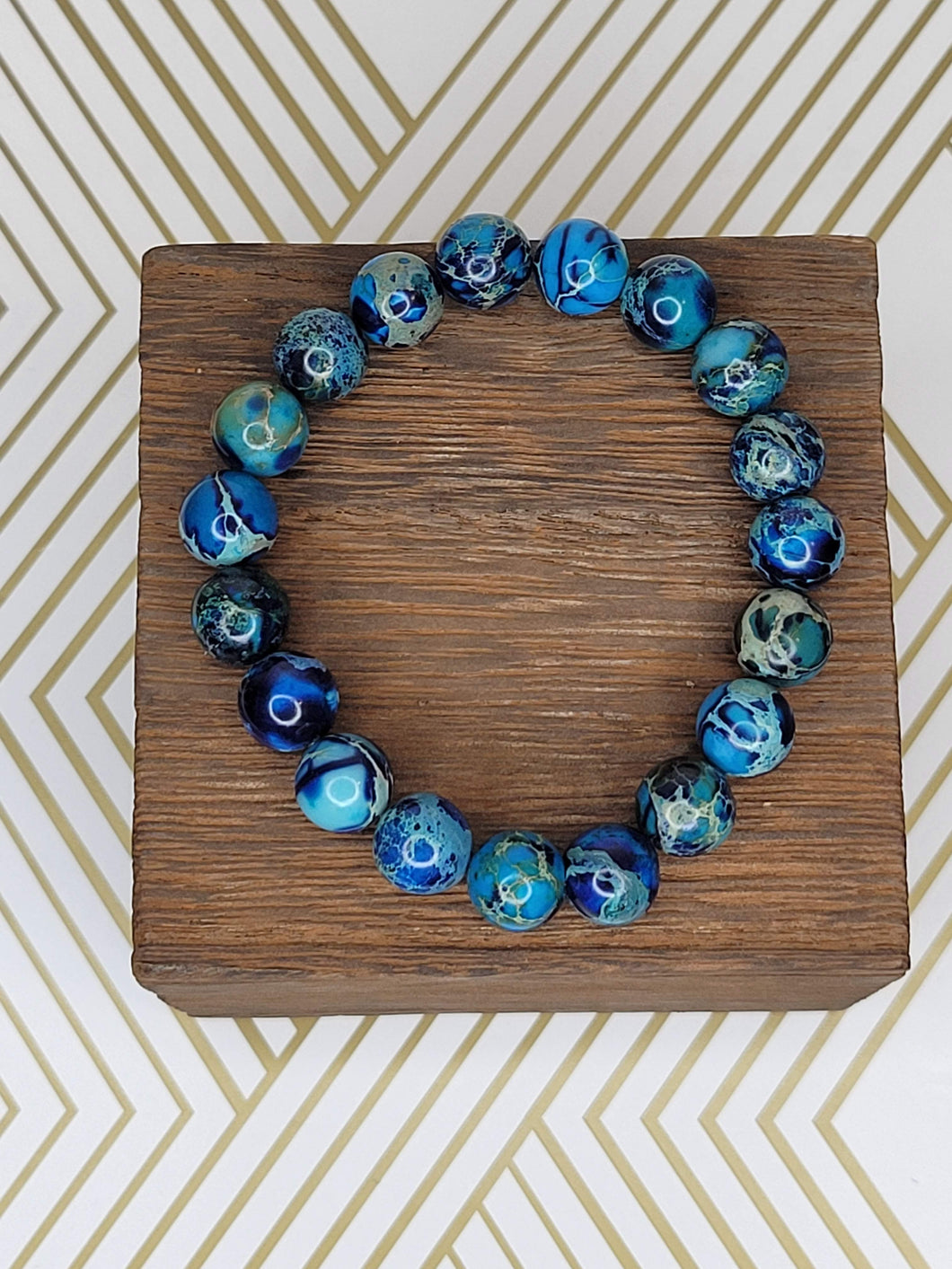 Imperial Jasper - Blue - Beaded Bracelet