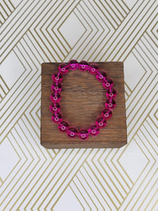 Hot Pink (clear) - Beaded Bracelet