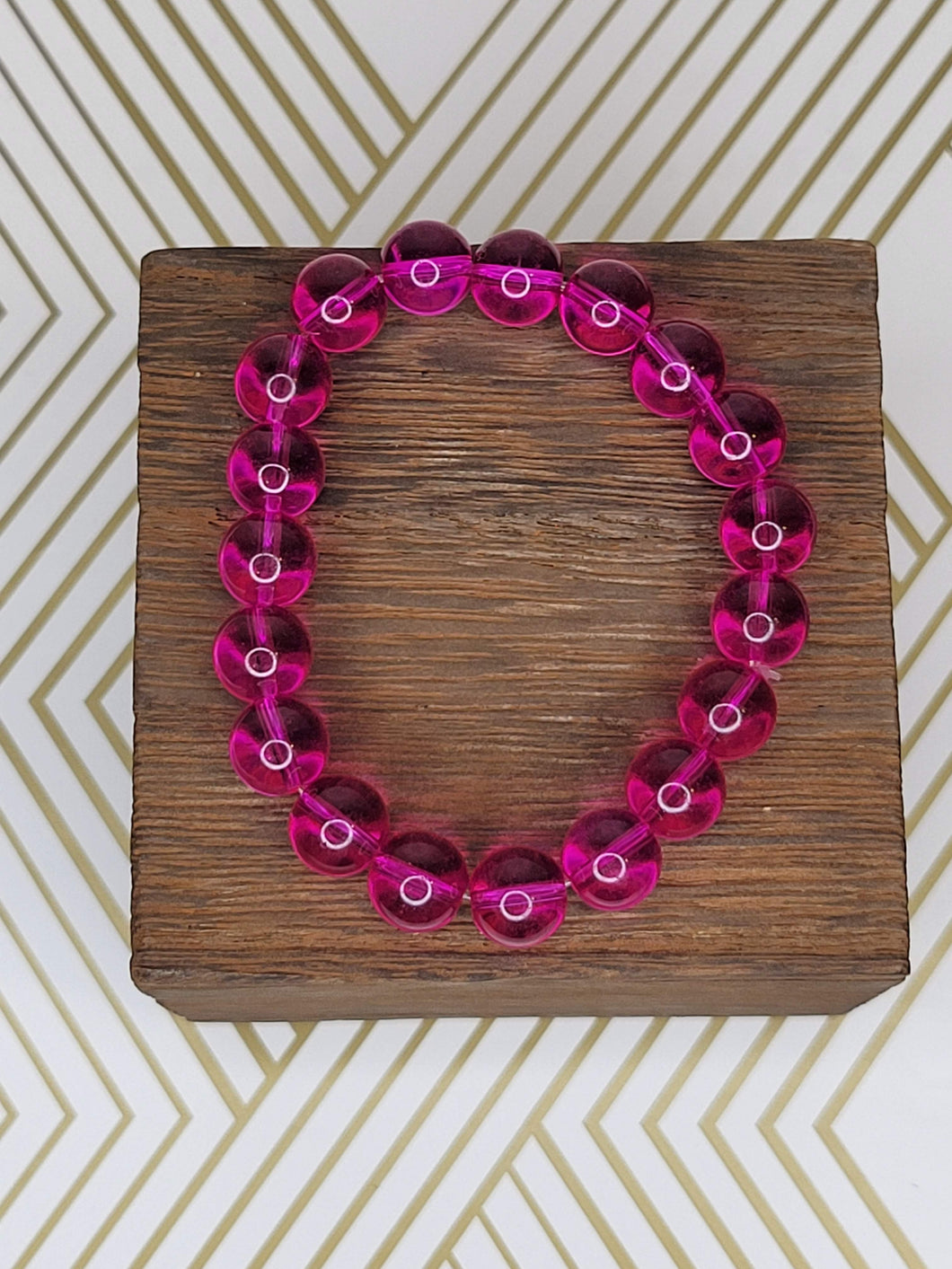 Hot Pink (clear) - Beaded Bracelet