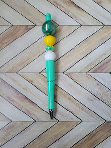 Light Green w/ Green, Yellow & White - Beaded Pen